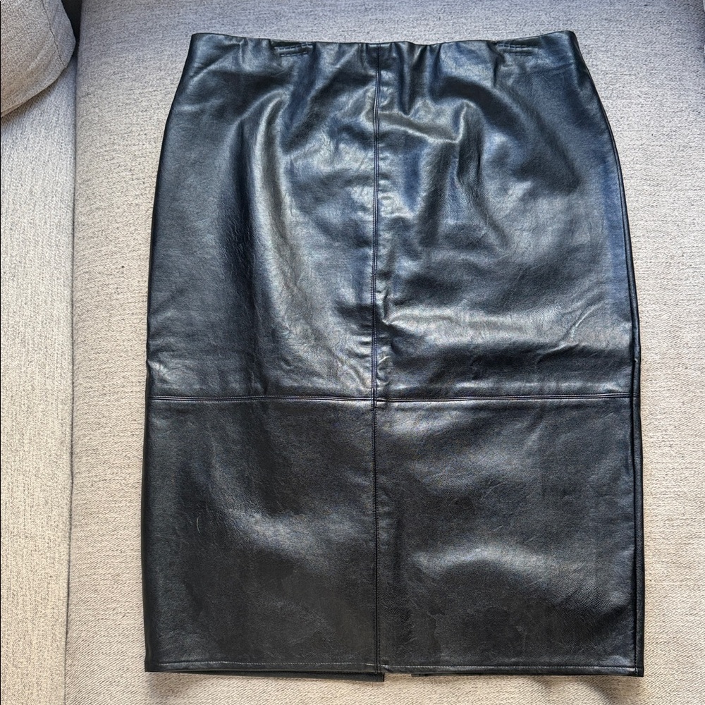 Black Faux Leather Pencil Skirt